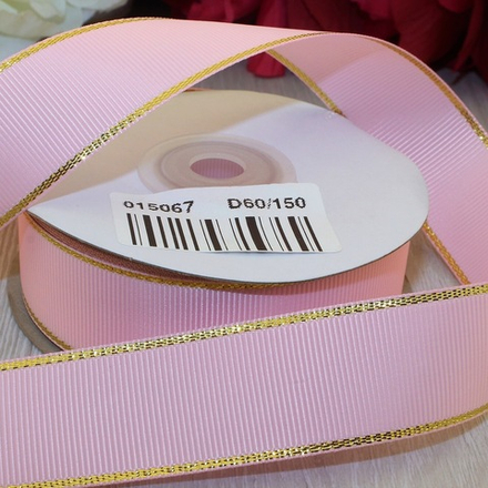 Лента Золотая кайма 2,5см*45ярд РОЗОВЫЙ