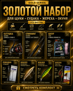 Готовый рыболовный набор Gold: спиннинг, катушка и приманки