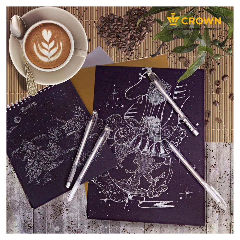 Ручка гелевая Crown "Hi-Jell Pastel" пастель белая, 0,8мм, 1шт