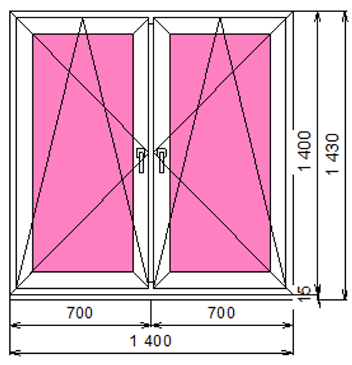 Пластиковое окно 1400 х 1400 ТермА Эко