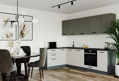 Кухонный гарнитур угловой Лофт 2600 1600 мм глубокая столешница 26 мм, ЛДСП, просторная угловая кухня с вместительными шкафами, ящиками