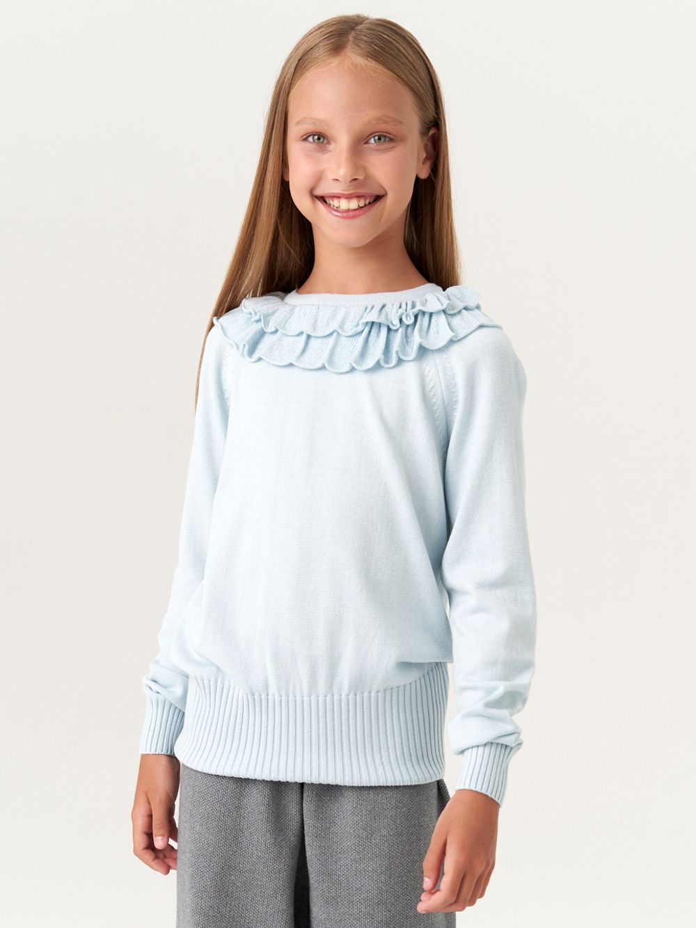 Джемпер школьный для девочки AT997  голубой