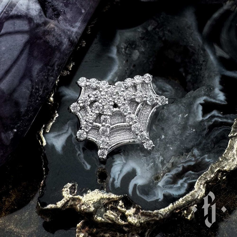 Накрутка &quot;Cobweb&quot; - Белое золото - White CZ