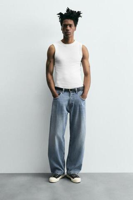 ZARA ДЖИНСЫ BAGGY FIT, ВЫЦВЕТШИЙ СИНИЙ