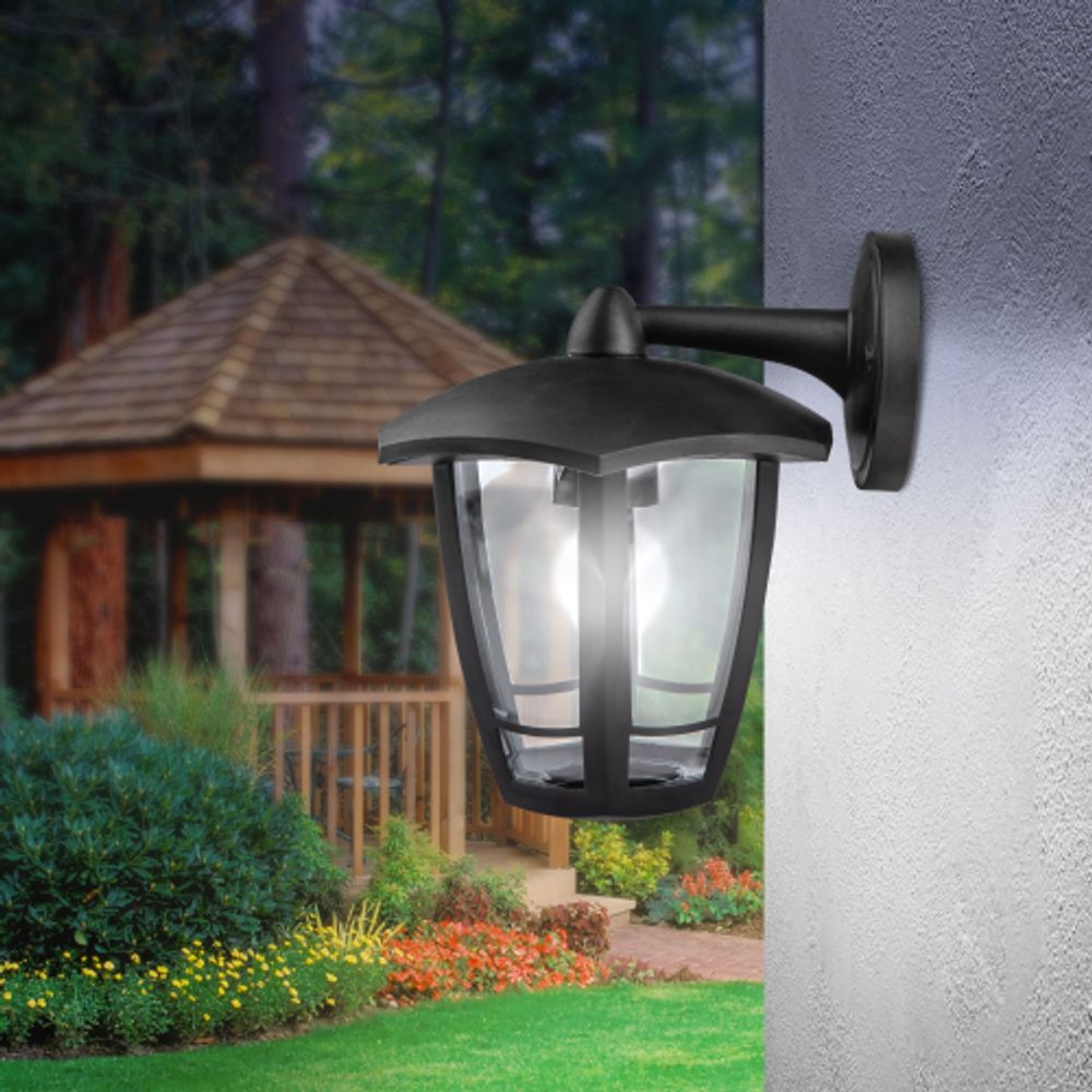 Садово-парковый светильник ЭРА НБУ 07-40-004 Дели 3 черный 6 гранный настенный IP44 Е27 max 60Вт | Садово-парковые светильники