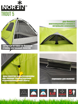Палатка автоматическая 5-ти местная Norfin TROUT 5 NF