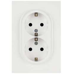 Розетка ЭРА Arktik 16-2105-01 двойная с заземлением 2X2P+E Schuko со шторками 16А-250В белый | Эра Arktik