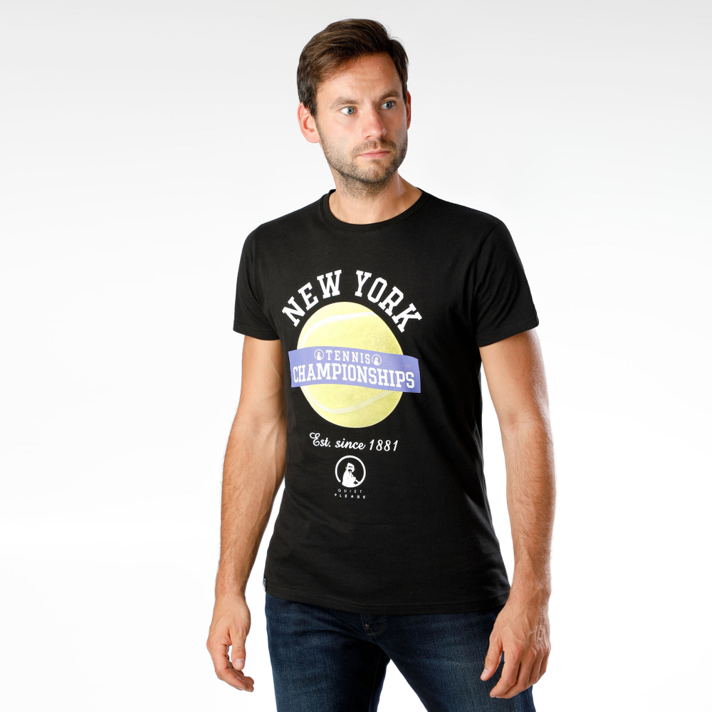 Мужское теннисное поло Quiet Please New York T-Shirt Men - Black, Multicoloured