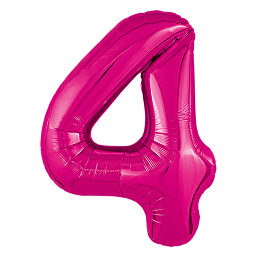 Шар фольгированный Цифра 4 101 см (Фуксия)