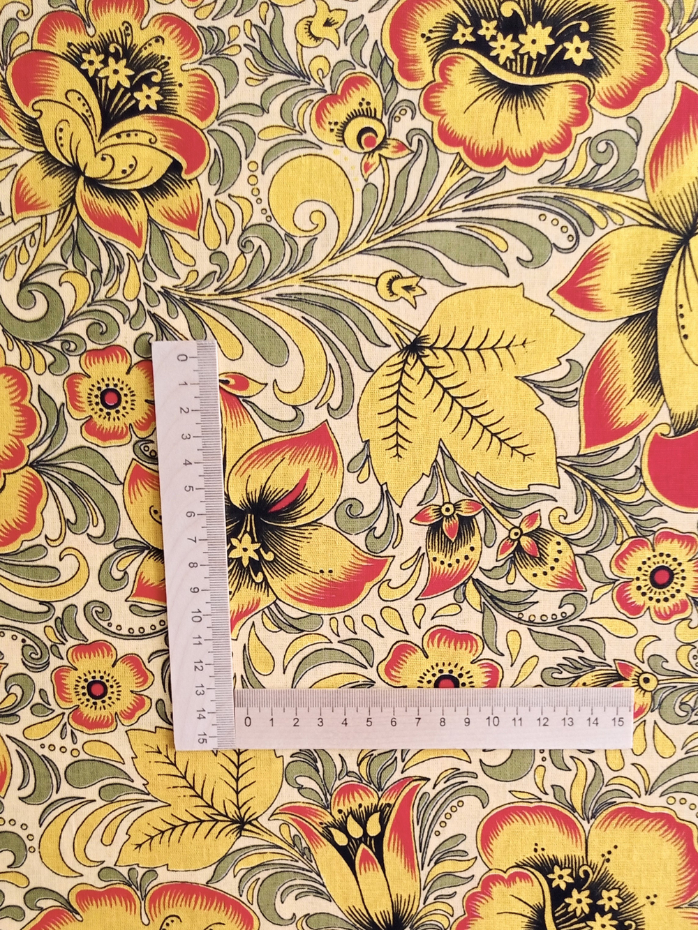 Ткань бязь плательная, рис. "Хохлома", ширина 150 см, арт. 34.7