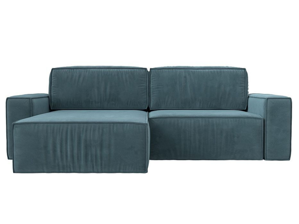 Диван угловой Прага классик левый угол, Бирюзовый, Велюр, 116763L