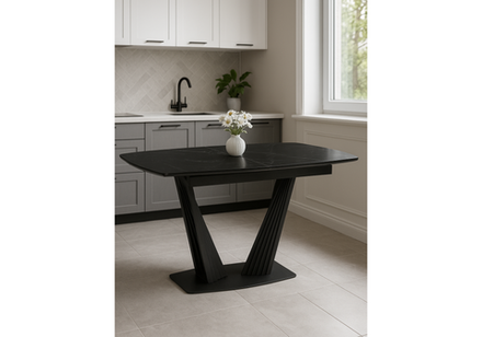 Керамический стол Woodville Вейл 160(205)х89 черный мрамор shakespeare black, черный