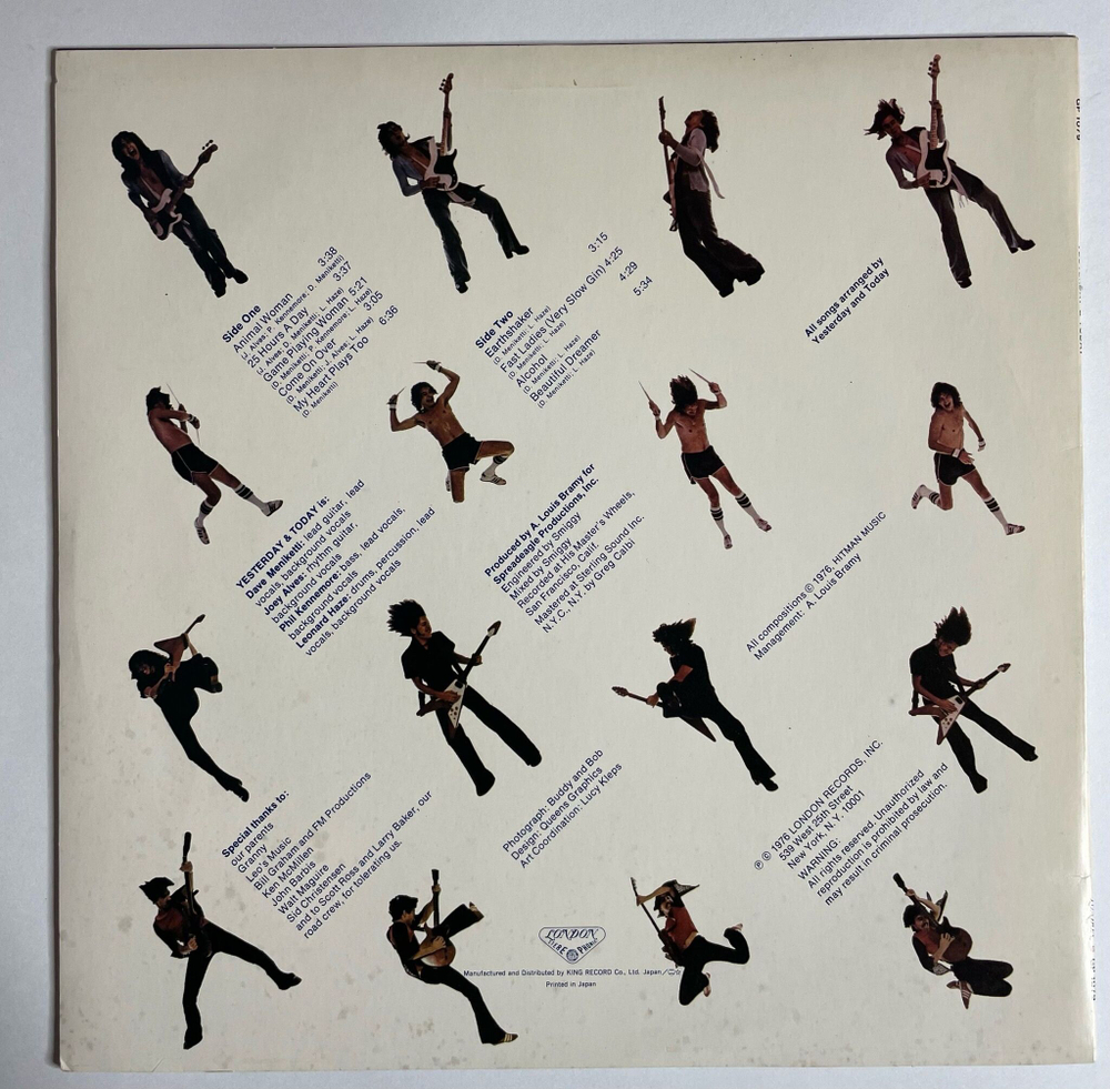 Винтажная виниловая пластинка LP Yesterday And Today YNT (Japan 1977)