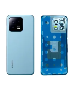 Задняя крышка для Xiaomi Mi 13 (Синяя) со стеклом камеры