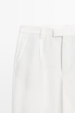 Massimo Dutti Брюки из 100% льна с вытачками, белый