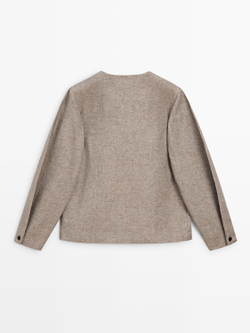 Massimo Dutti Короткая куртка из смесового льна, кротово-коричневый