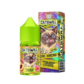 Жидкость CATSWILL Sour Salt 2% STRONG 30 ml - Кислые Дольки с Персиком и Клубникой