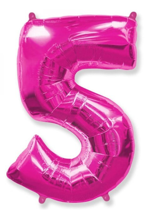 Шар цифра №5 Розовый