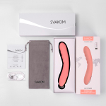Персиковый интерактивный изогнутый вибратор 19,6см с функцией пенетрации Svakom Ava Neo App-Compatible Thrusting Vibrator SA059B-PP
