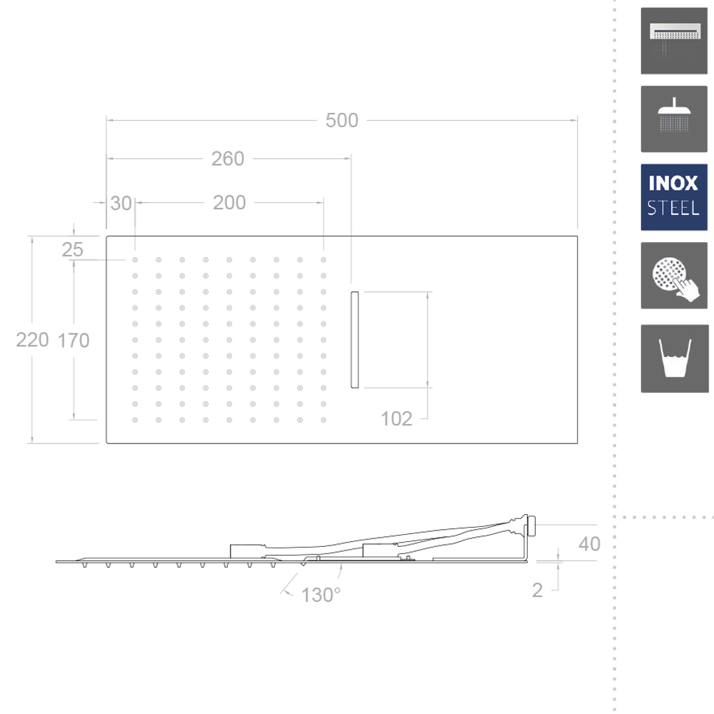 Излив душевой настенный водопад + тропический HYDROTHERAPY RCRK