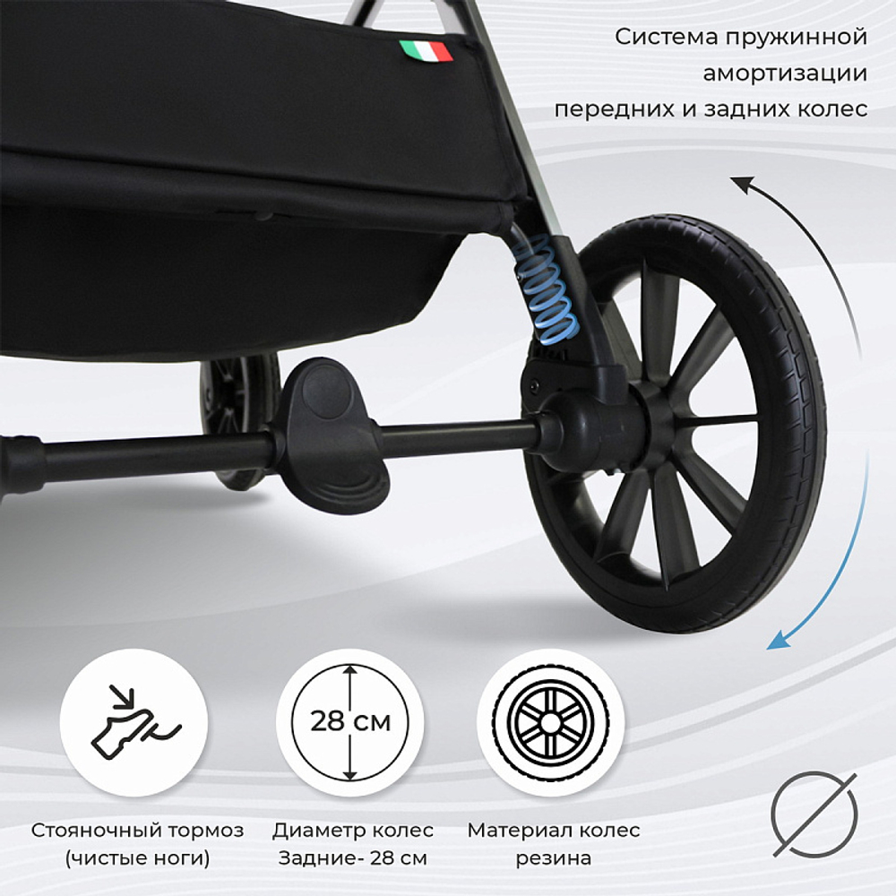 Детская коляска Sweet Baby Vento Silver 3 в 1 Silver Blue