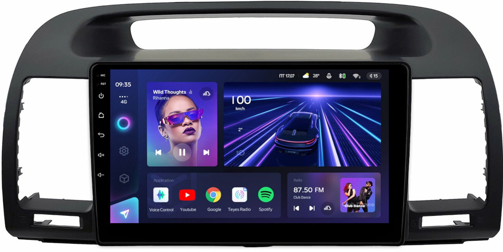 Магнитола Toyota Camry 30 2001-2006 (рамка черная) - Teyes CC3 монитор 9" QLED на Android 10, ТОП процессор, 4Гб+32Гб, CarPlay, 4G SIM-слот