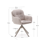 Поворотное кресло Lexa из бежевой синели с бежевыми ножками