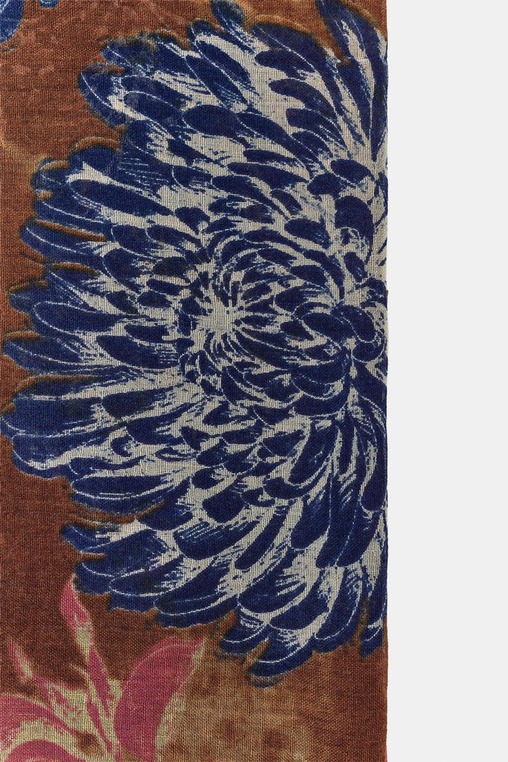 ZARA ШАРФ С ПРИНТОМ «ПИОНЫ», СВЕТЛО-КОРИЧНЕВЫЙ