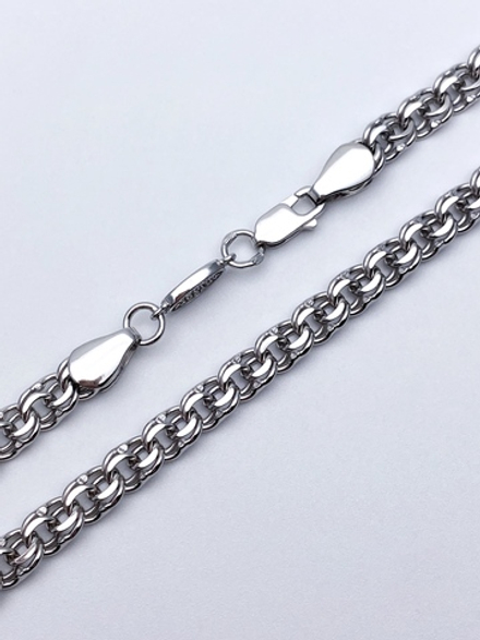 Цепь из серебра/Бисмарк/Родий/Со вставкой "Спаси и сохрани"/С алмазной огранкой