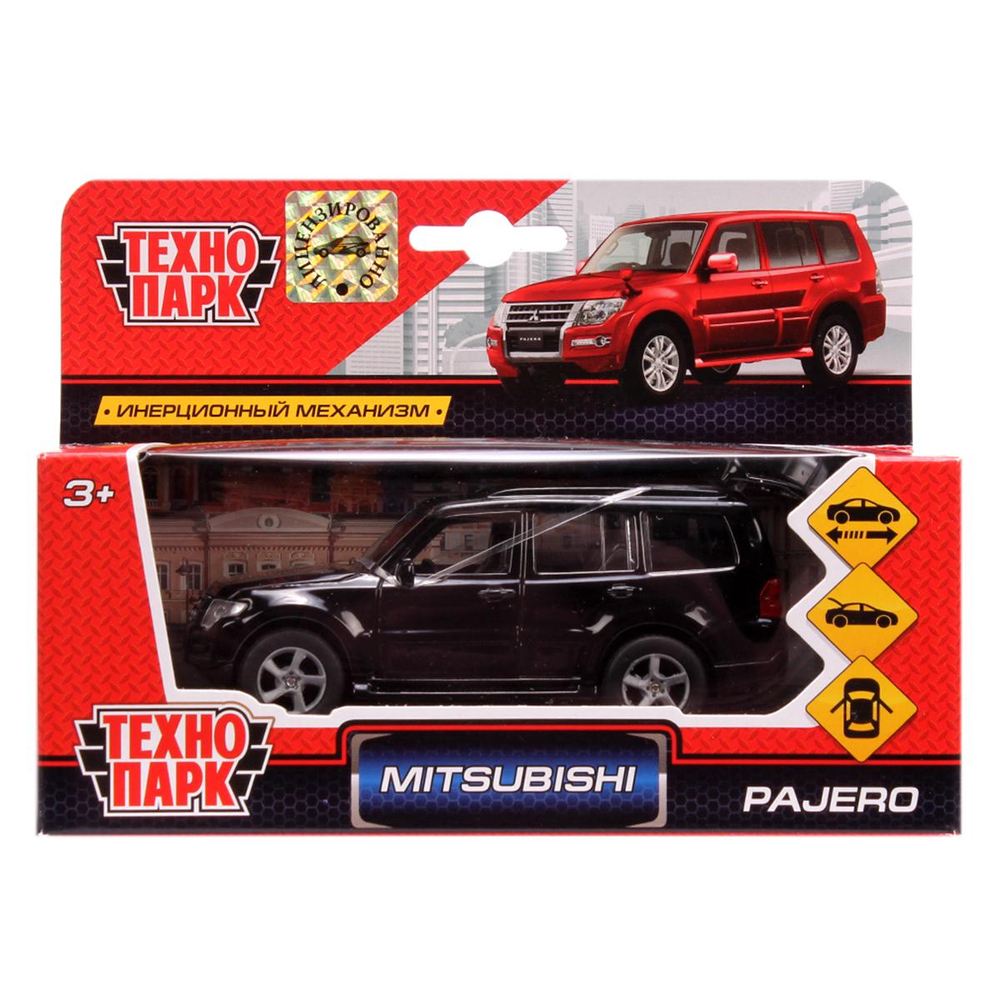 Модель ин. мет. "Mitsubishi Pajero" 12см. черный, откр.дв, баг, коробка SB-17-61-MP-N(BL)-WB (Технопарк)