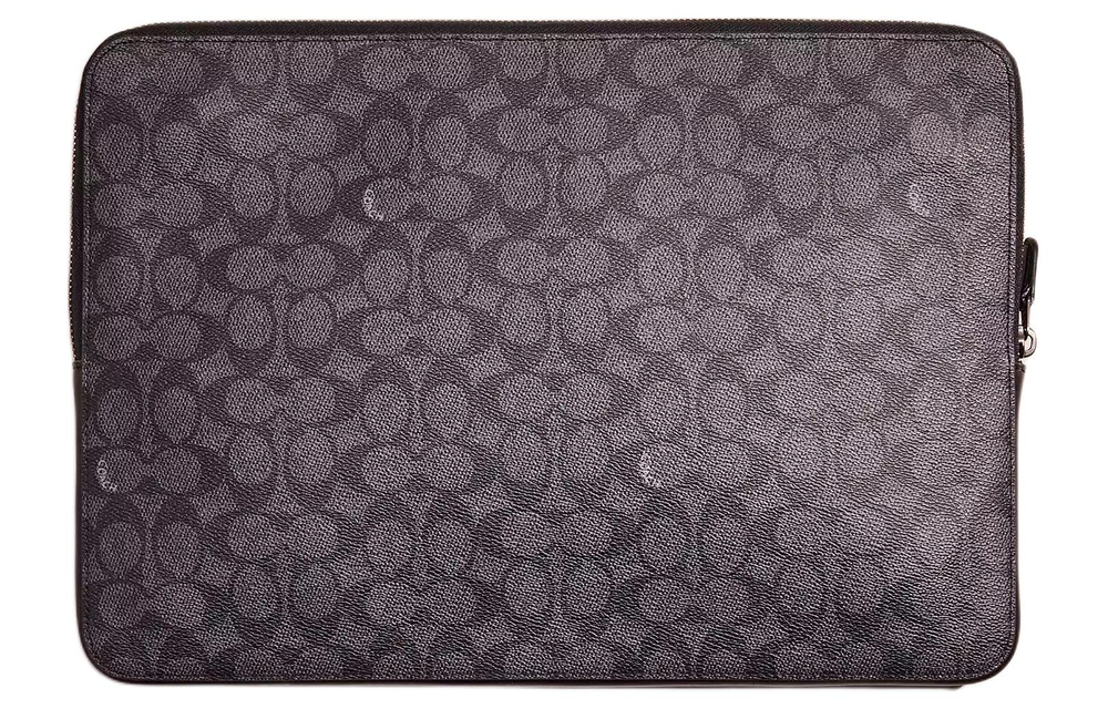 COACH Cow Leather Laptop Bag Large Unisex Charcoal