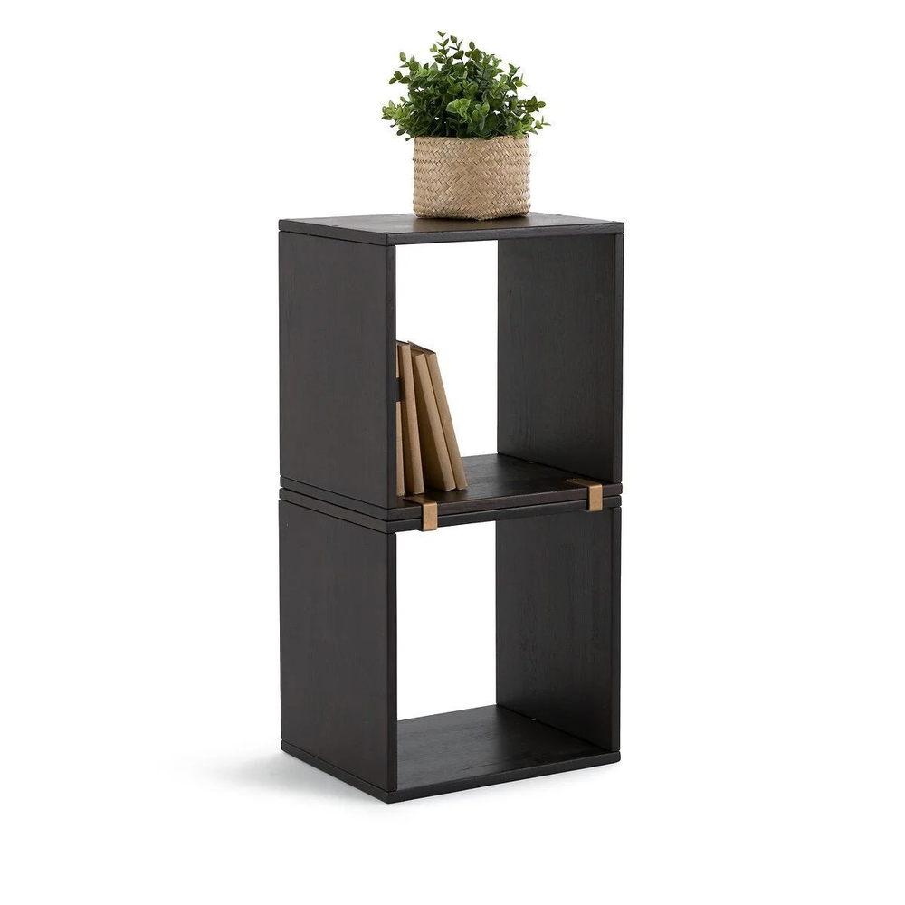 Полка настенная,70х28х35, Эдгар, полка настольная и напольная, для ванной и спальни, стеллаж модульный, черный дуб, La Redoute