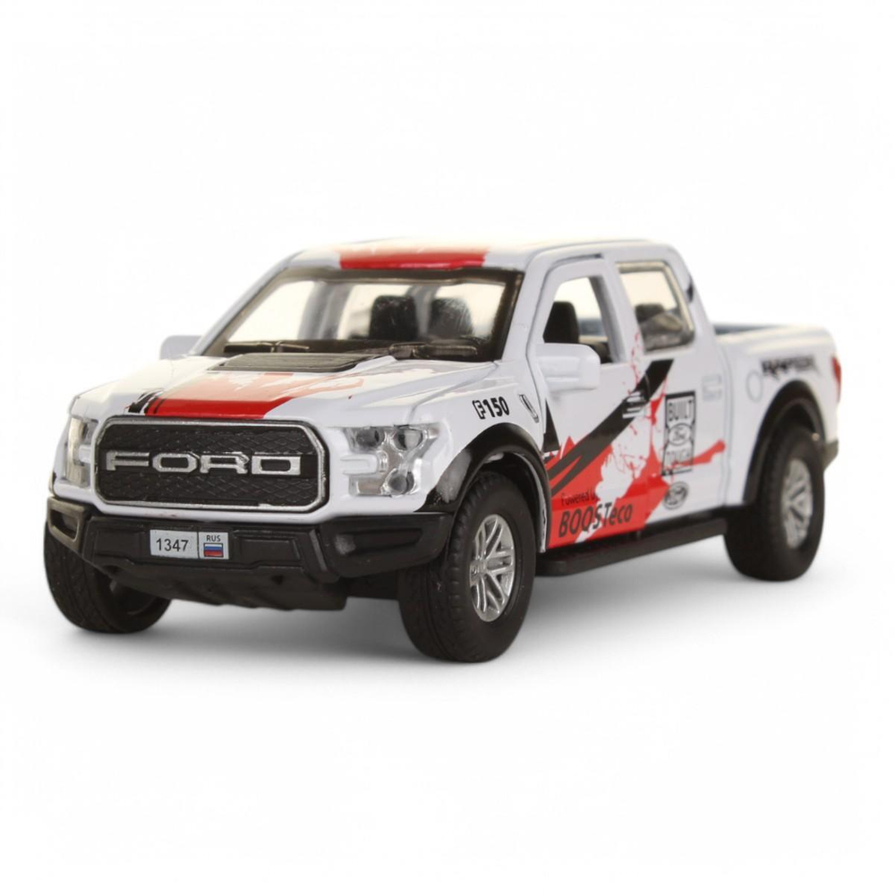 Модель ин. мет. "Ford F-150 Raptor Спорт" 12см, двери,багаж,белый, коробка F150RAP-12SRT-WH (Технопарк)