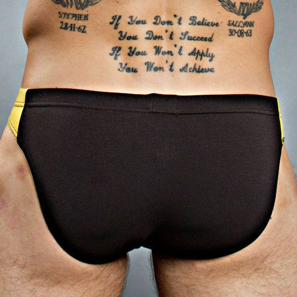 Мужские трусы брифы черные с желтыми вставками Doreanse 1099