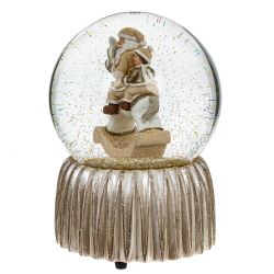 GAEM Фигурка декор в стекл шаре "Дед Мороз на лошадке" (муз с ключ), D 9 см, L9,5 W9,5 H14 см