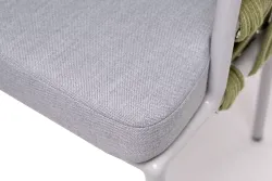 "Диего" стул плетеный из роупа, каркас из стали светло-серый (RAL7035) шагрень, роуп салатовый меланж круглый, ткань светло-серая