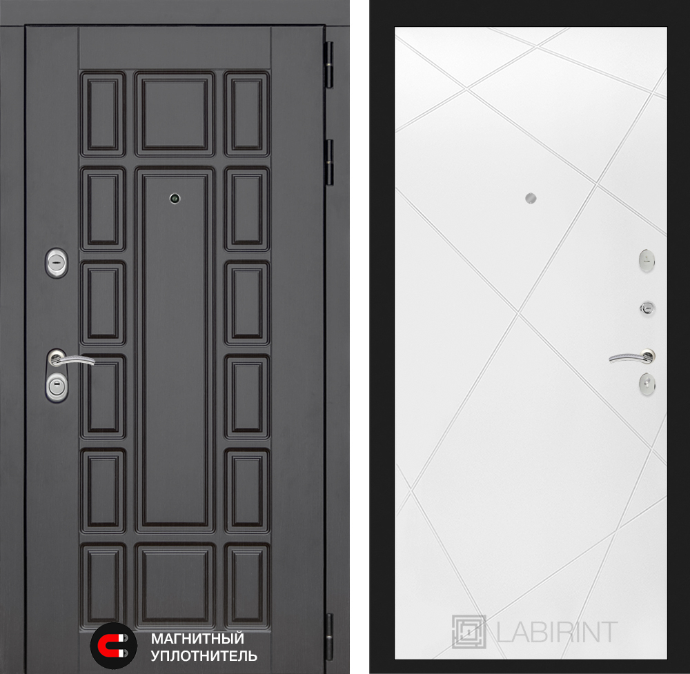 Дверь входная Лабиринт Нью-Йорк 24 Белый софт металлическая