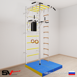 Шведская стенка Sv Sport усиленная 6234 (Турник рукоход/Брусья/Канат/Кольца/Лестница/Мат 1м)