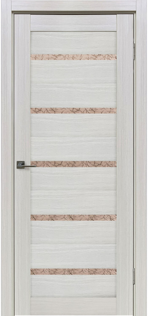 Межкомнатная дверь X-4 / Цвет тон Белая лиственница / Остекление "Гранит бронза" / Двери Верда
