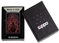 Зажигалка Zippo Spider Design с покрытием Black Matte, латунь/сталь, чёрная, матовая, 38x13x57 мм