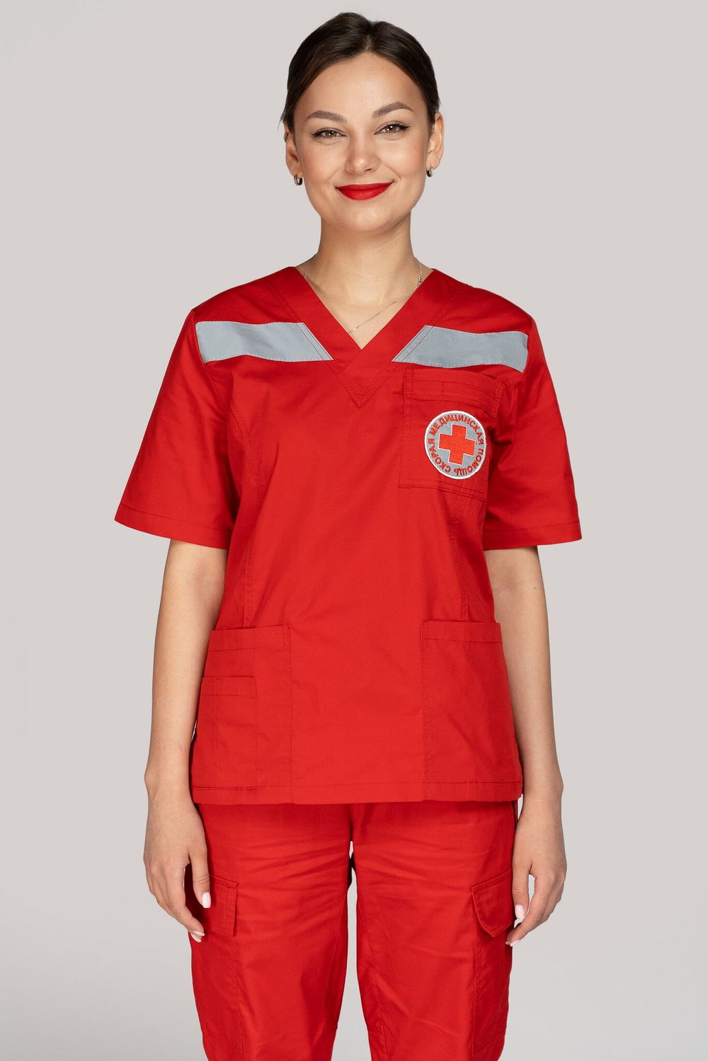 Топ летний женский Скорая помощь MedicLine (V-обр.) цв. КРАСНЫЙ