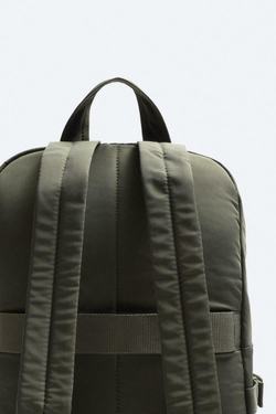 ZARA НЕЙЛОНОВЫЙ РЮКЗАК С КАРМАНАМИ, ЗЕЛЕНЫЙ