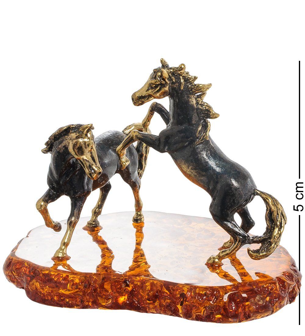 Народные промыслы AM-1943 Фигурка «Лошади Спирит и Гроза» (латунь, янтарь)
