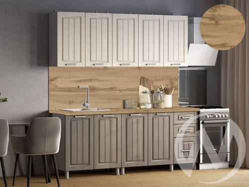 Кухня Лаура 2.0м (корпус белый/клён кремовый; клён серый) 26мм дуб вотан