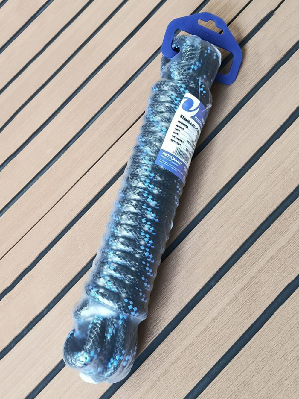 Шнур плетеный Петроканат STANDARD-CORD 10,0 мм (10 м) черно-синий, евромоток