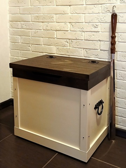 Сундук стул для коридора компактный пристенный СВЕТЛОГОРЫ. Бежевый, «палисандр»