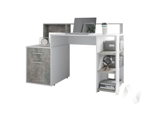 Стол компьютерный Лайф (белый/бетон)