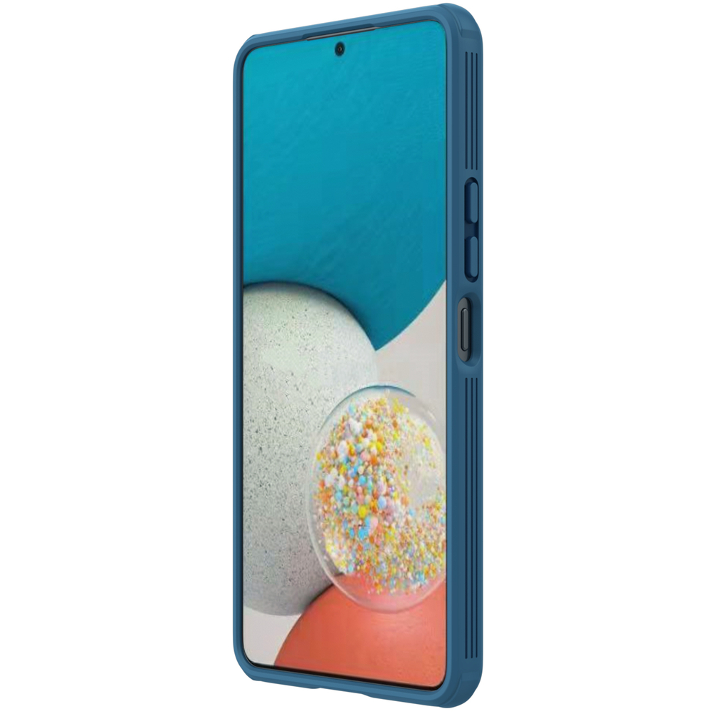 Чехол синего цвета усиленный для смартфона Samsung Galaxy A53 5G от Nillkin, серия CamShield Pro Case, с сдвижной крышкой для камеры