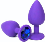 Анальная втулка фиолетовая с кристаллом Medium синий 8 см