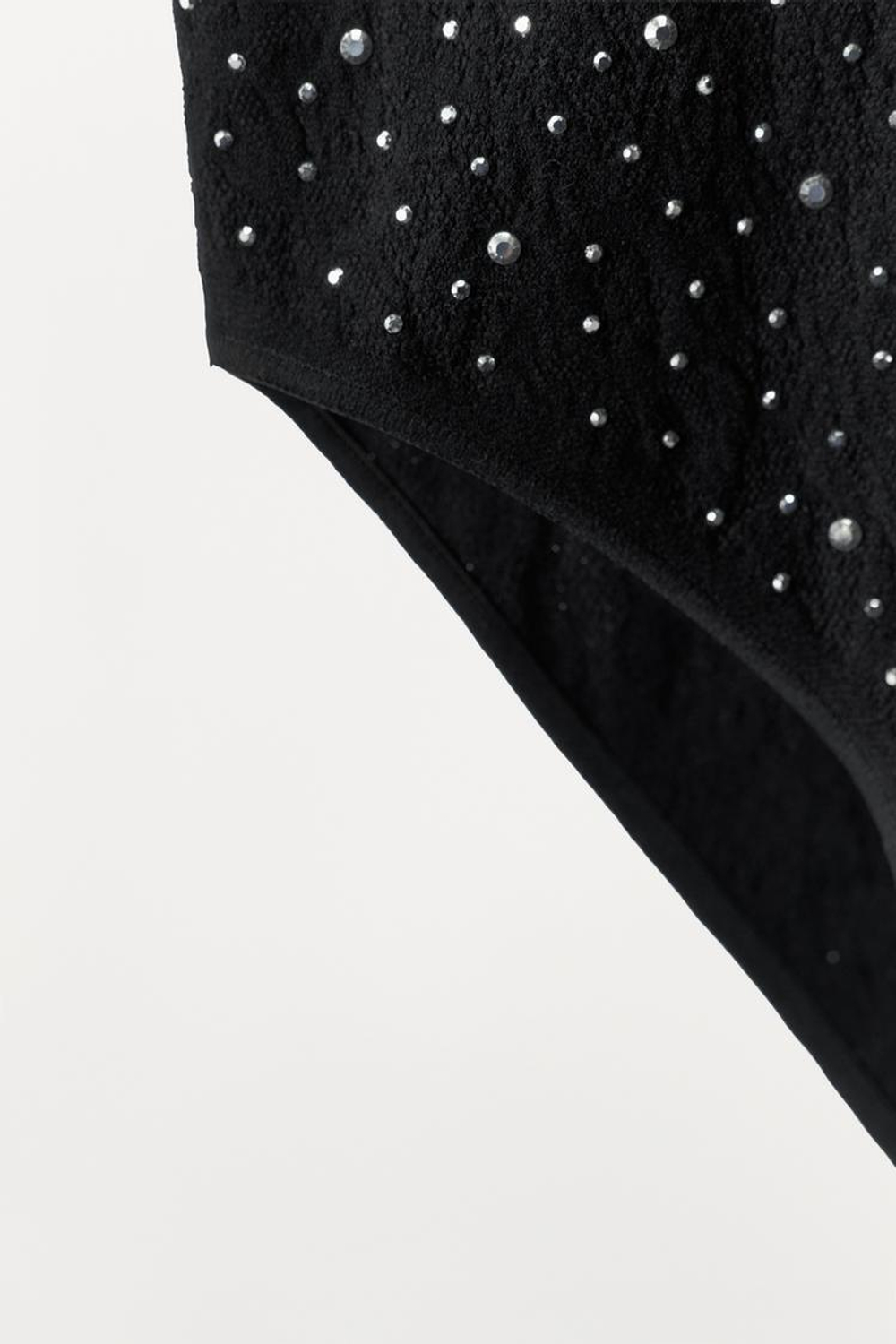 ZARA БЕСШОВНОЕ КРУЖЕВНОЕ БОДИ С БЛЁСТКАМИ, ЧЕРНЫЙ